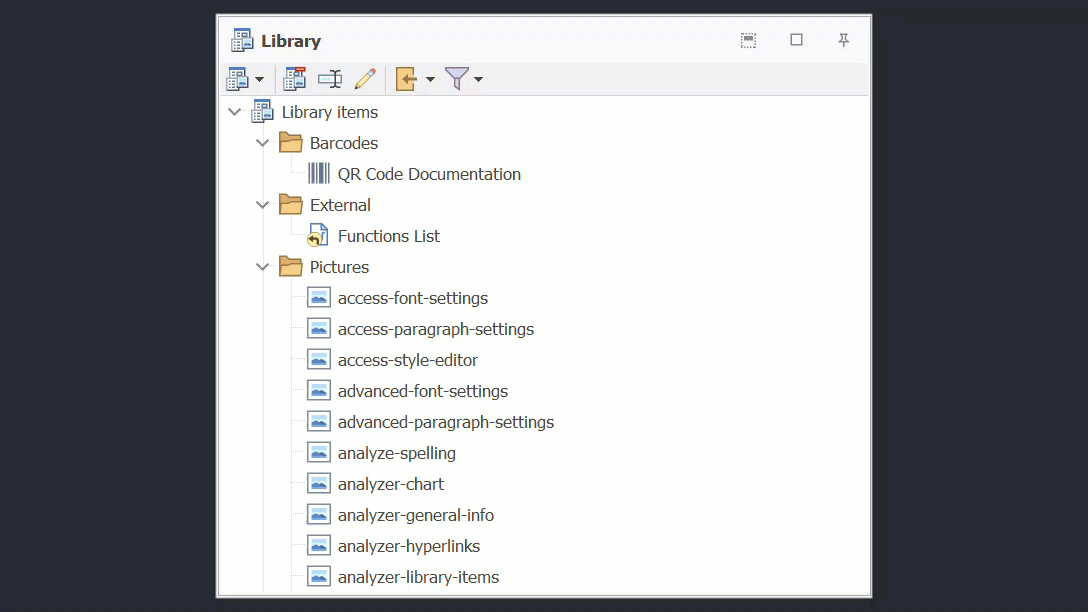 Library Toolbar [library]