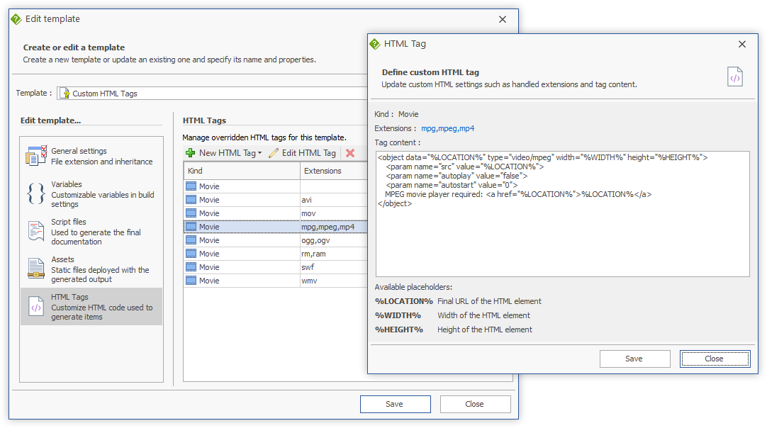 useful commands for helpndoc