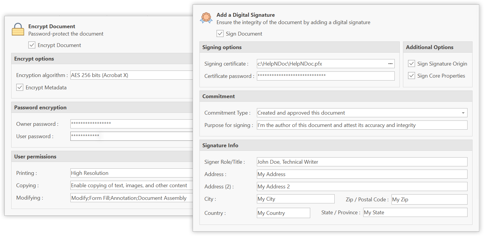 Encrypt and sign Word and PDF documents, use SVG images, and override styles for each documentation output in HelpNDoc 8.0