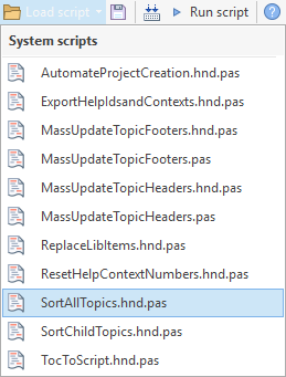 HelpNDoc's system scripts