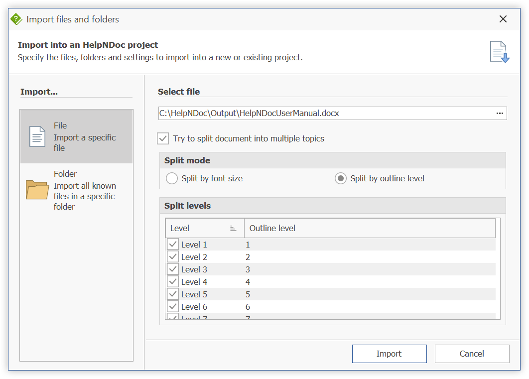 Import a Word DocX document