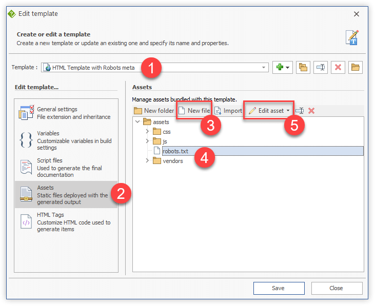 Ajouter un fichier actif robots.txt à un modèle