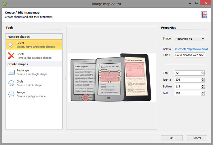 HelpNDoc's image map editor