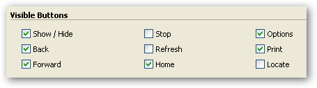 Window's toolbar visible buttons
