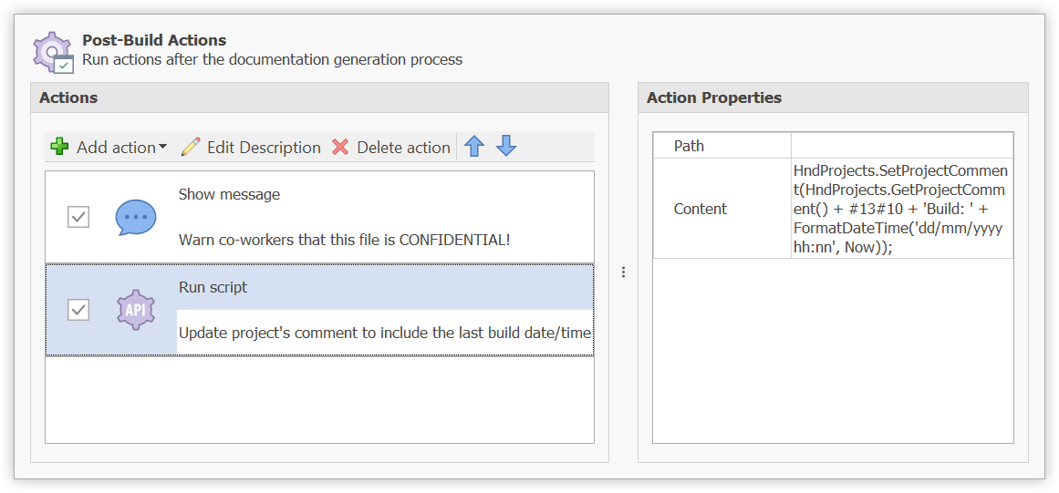 Effectuer des opérations post-génération lors de la génération de la documentation et créer des chapitres depuis un modèle dans HelpNDoc 8.1