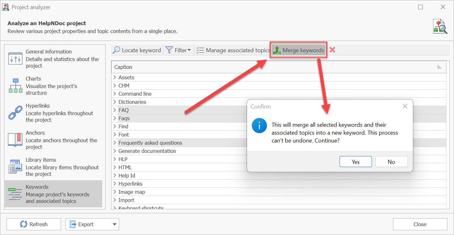 Merge documentation keywords