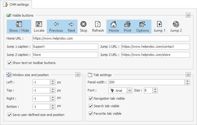 Advanced CHM settings