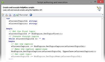 Editor y ejecutor de scripts de HelpNDoc