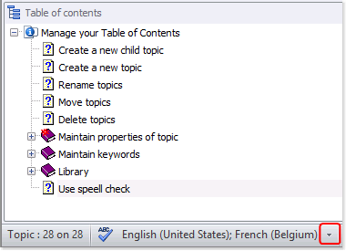Activate or deactive dictionaries using the popup menu