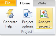 Access the project analyzer