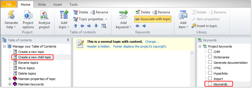 How to associate keywords with topics