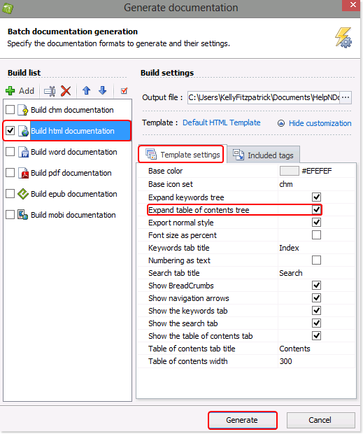 How to change the initial expand or collapse status of the HTML table of contents