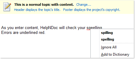 How to check the spelling in HelpNDoc