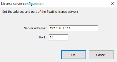 Enter server address and port