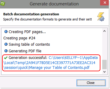 Launch generated PDF document
