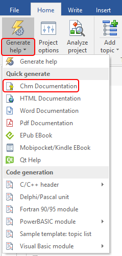 Quick generation of CHM Help Files