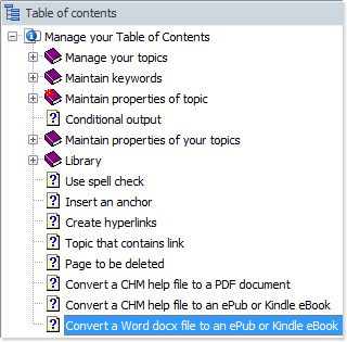 Maintain the table of contents