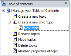 The new topic is highlighted in your table of contents
