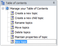 The new topic is highlighted in your table of contents