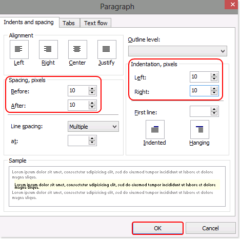 Define indentation and spacing