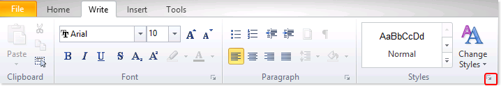 Acceder al cuadro de diálogo de configuración de estilos