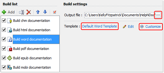 How to define build settings in HelpNDoc