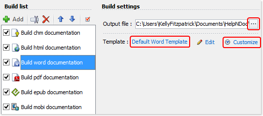 Build-Einstellungen in HelpNDoc definieren