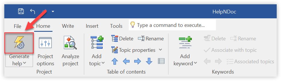 Access the generate documentation window