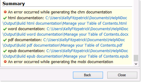 Summary of the documentation generation process