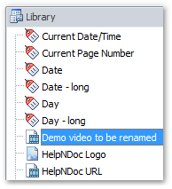 Double click a library item to rename