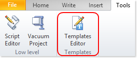 Access the templates editor