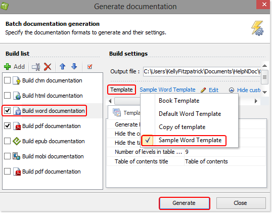 Choisir le modèle de documentation