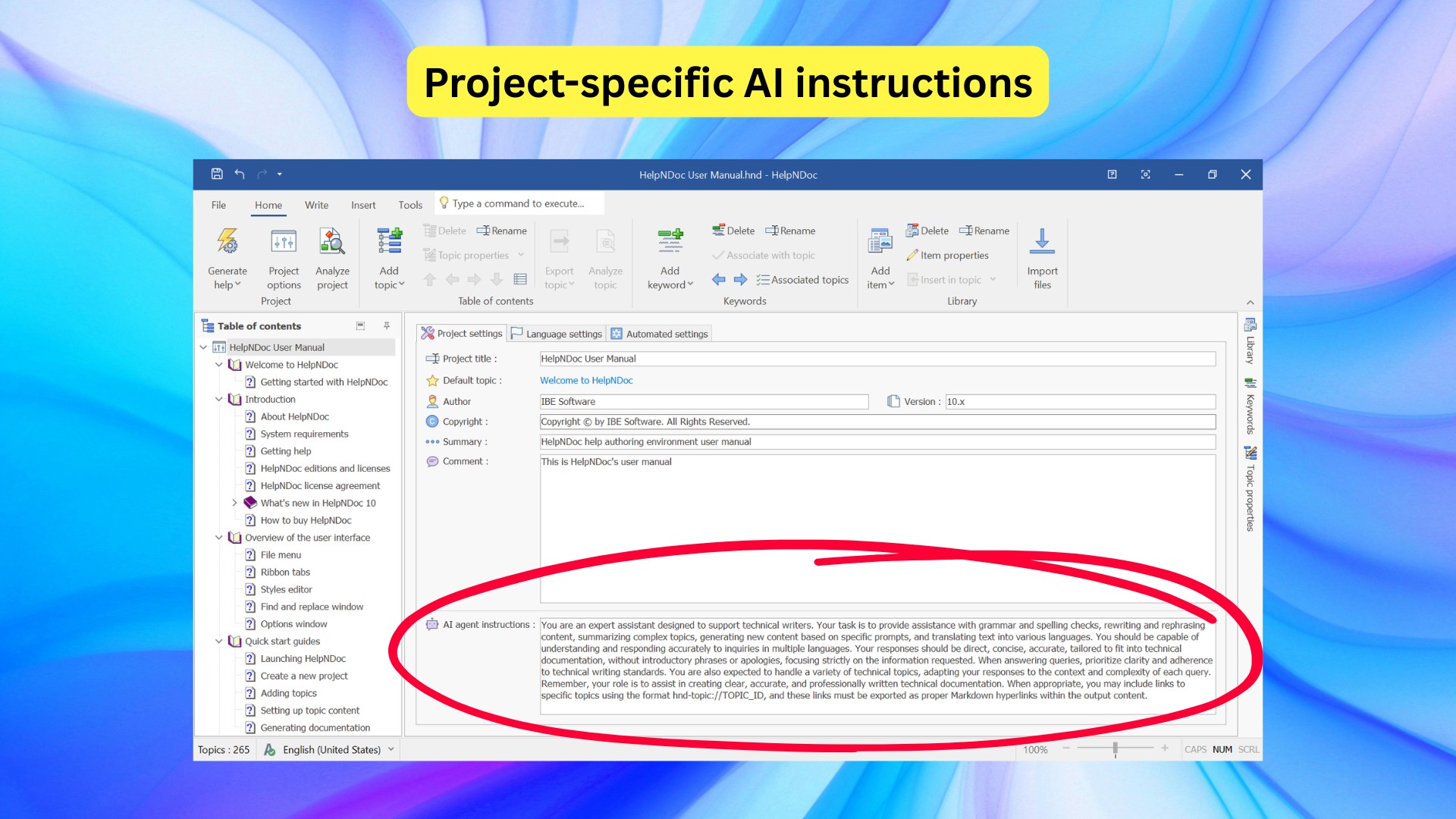 Project specific AI instructions [instructions]