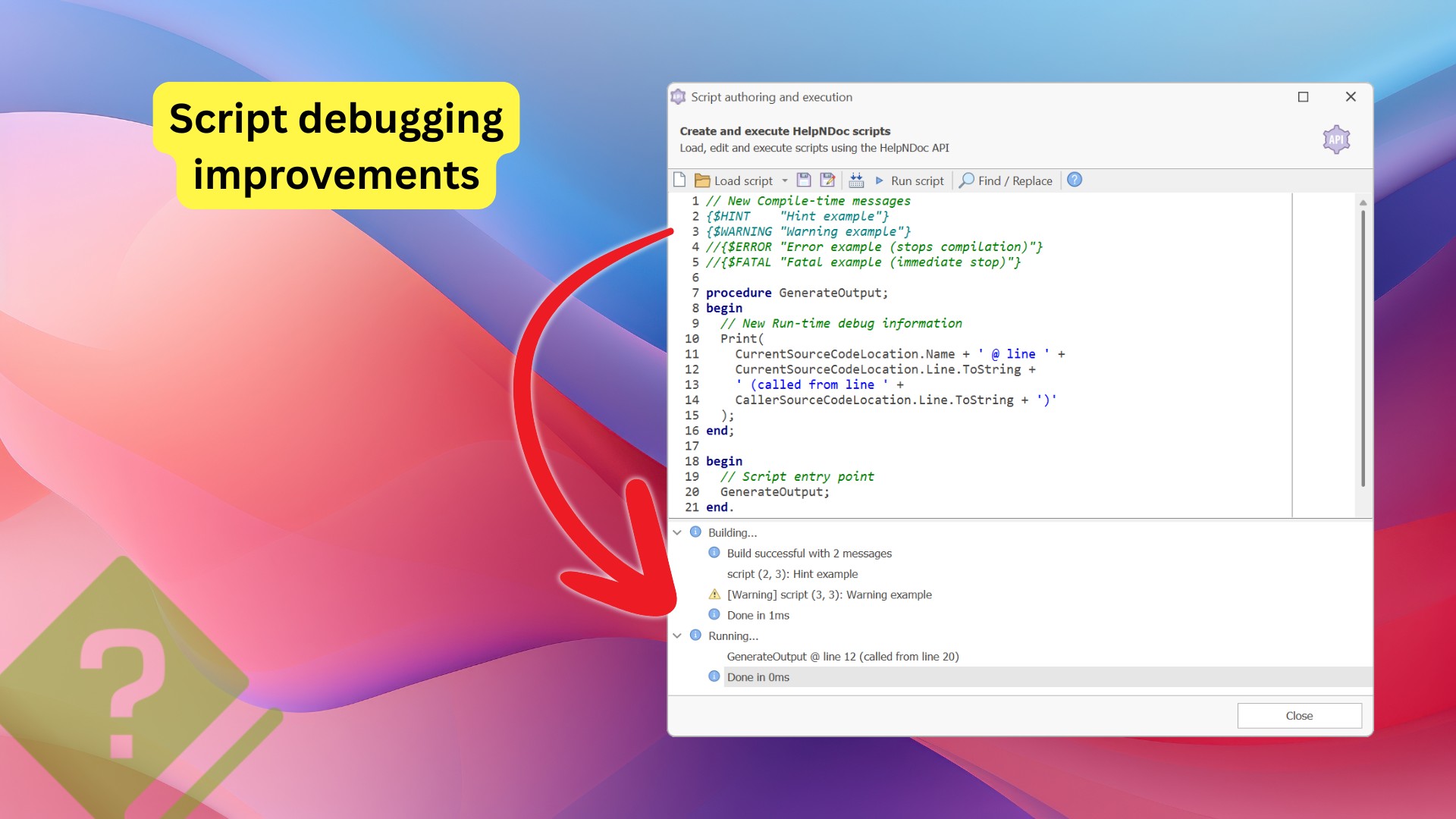 Script debugging improvements [script]