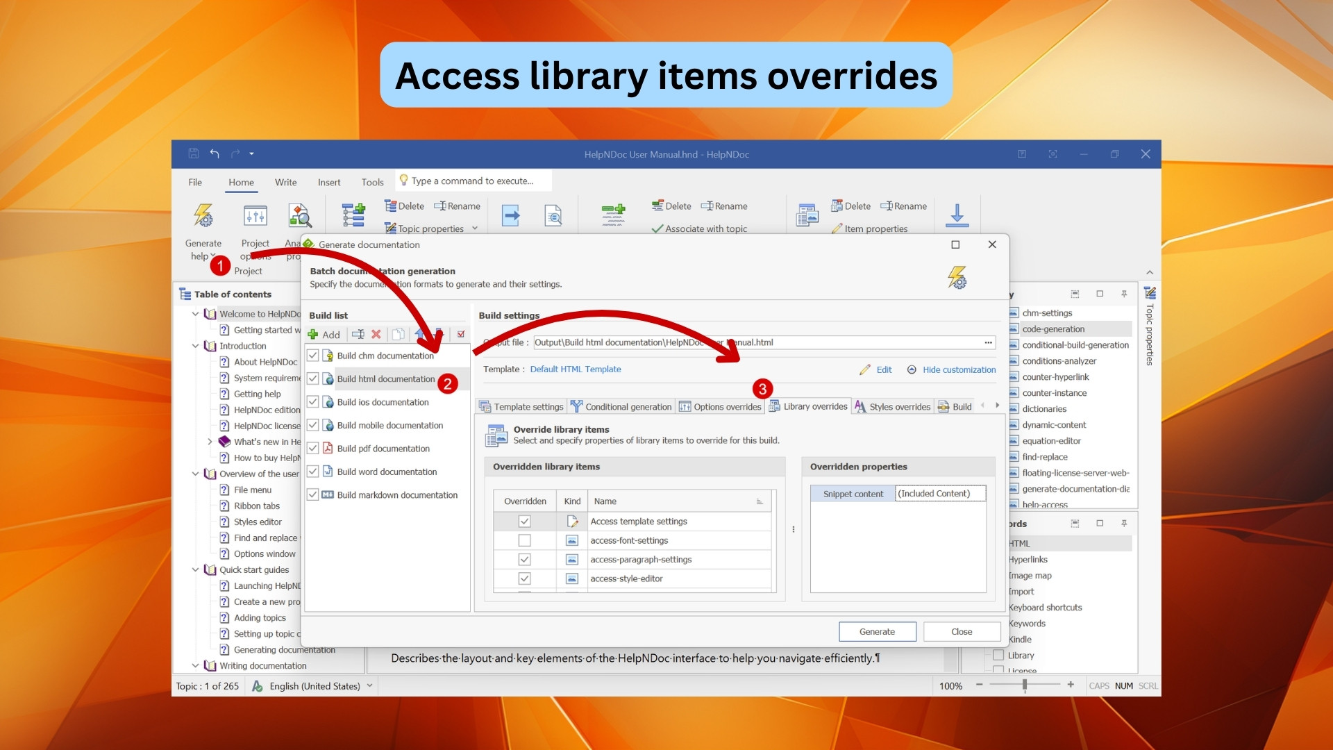 Access library items overrides [access]