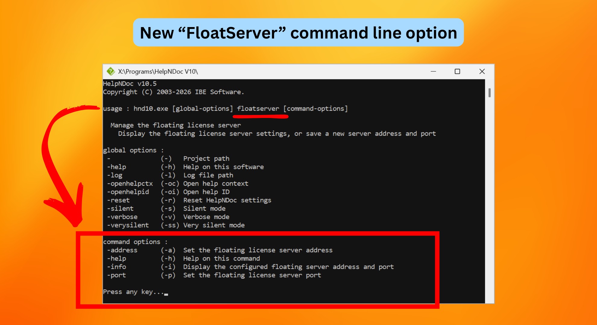 Nouvelle option de ligne de commande FloatServer [floatserver]
