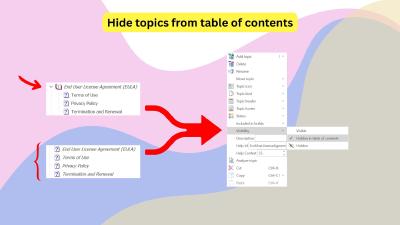 How to Publish Documentation Topics Without Showing Them in the Table of Contents