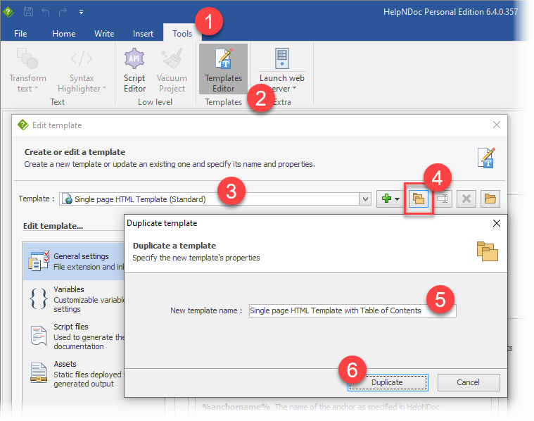 Usa el editor de plantillas para crear una nueva plantilla