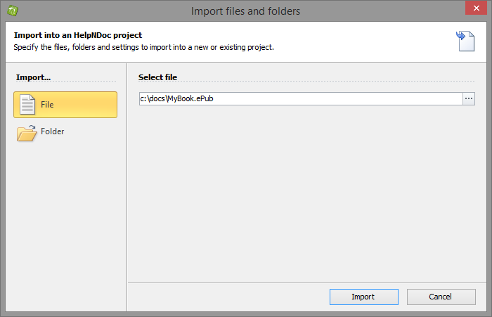 HelpNDoc's ePub importer
