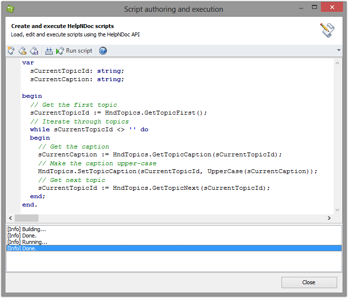 Création et exécution de scripts complexes