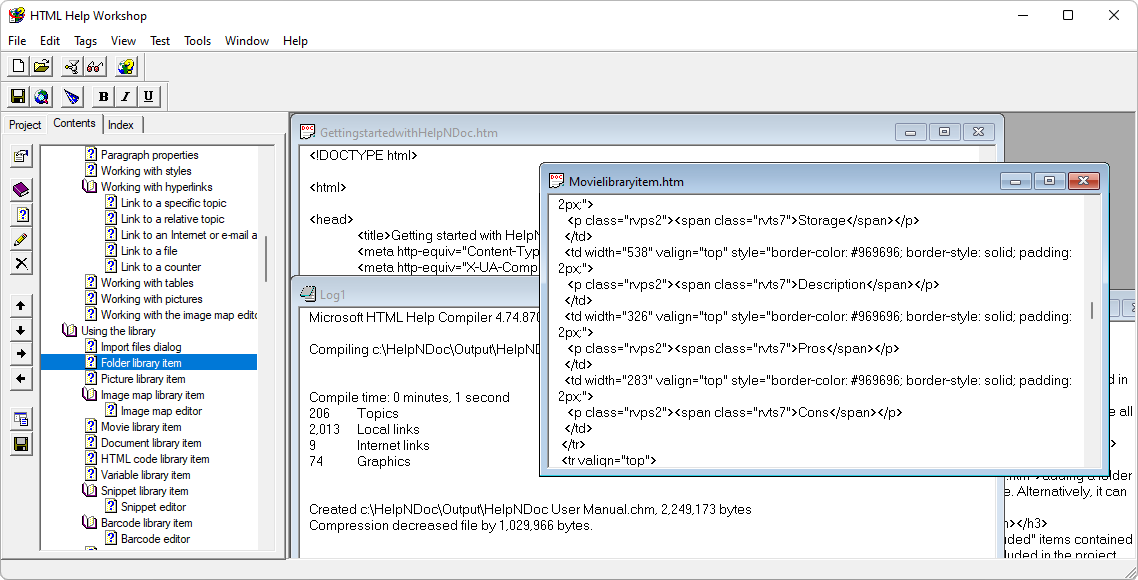 Microsoft HTML Help Workshop's user interface