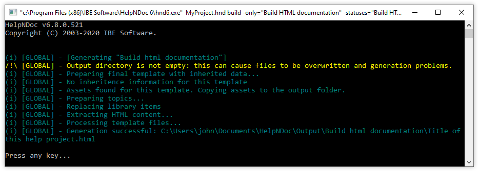 HelpNDoc command line interface