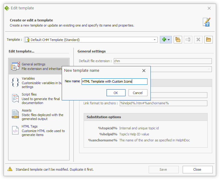 Editor de plantillas: Crear nueva plantilla HTML