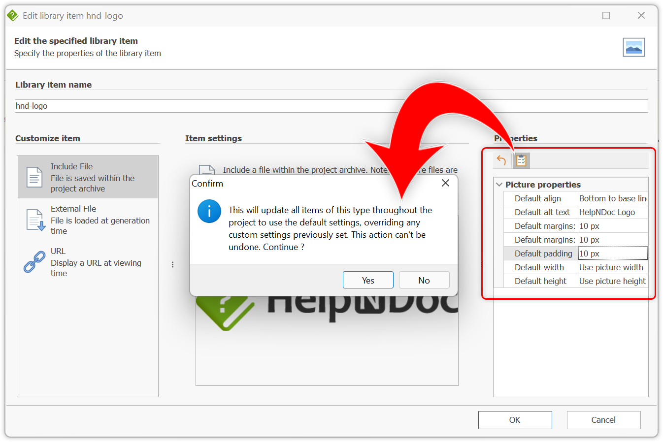 Apply picture properties throughout project