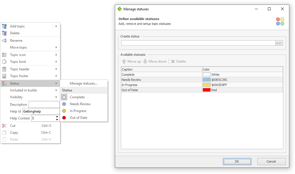 Manage topic status