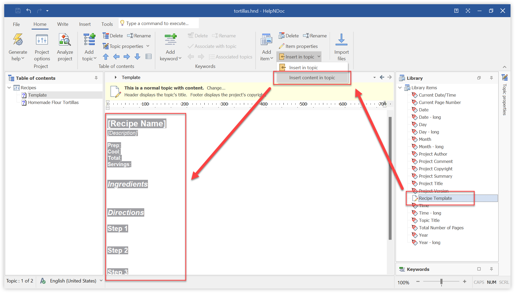 Use snippets as topic templates, reuse topic content, automate topic writing and more in HelpNDoc 7.8