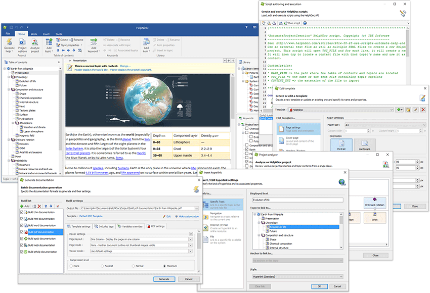 Some of the elements of HelpNDoc's user interface