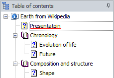 Table of contents management and live-spell checking