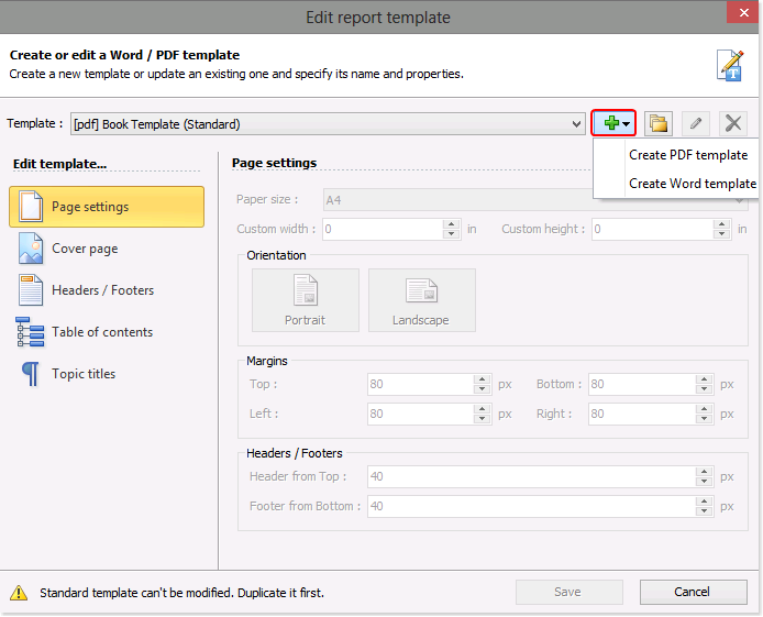 How to create a new report template