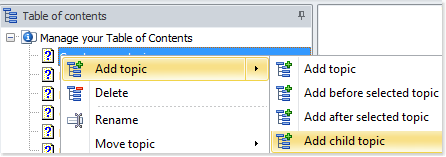 Right-click to add child topic